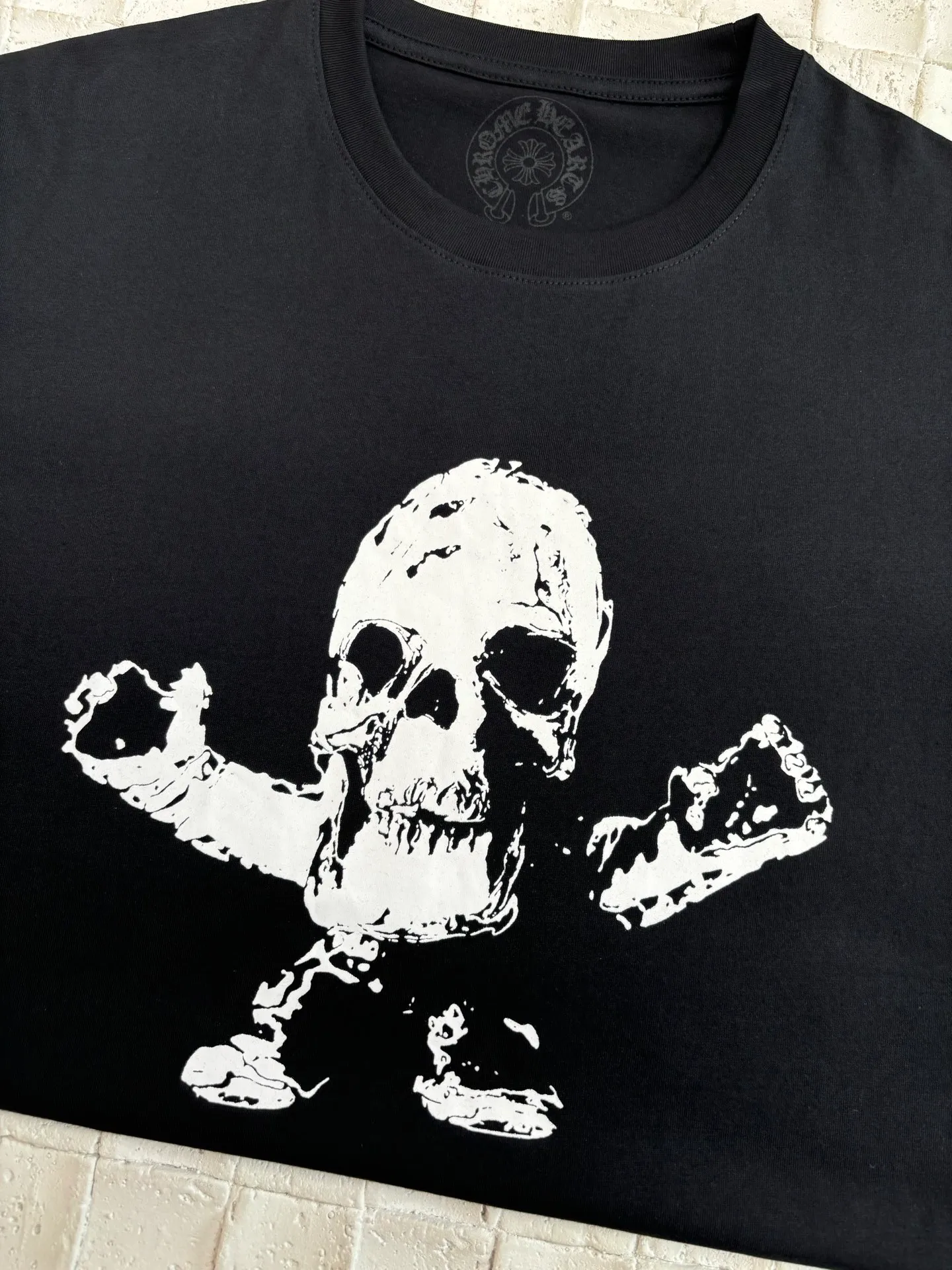 🅿️270 Come Hearts*/Cro Heart 25Ss new FOTI skull printed short-sleeved T-shirt. The fabric is made of 26-woven 200g cotton. The printing is made of black ink. Water slurry printing. Customized supporting accessories. Size: S/M/L